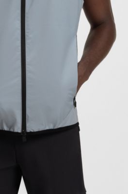Water-repellent golf vest with decorative reflective details, Dark Grey