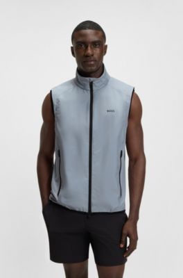 Water-repellent golf vest with decorative reflective details, Dark Grey