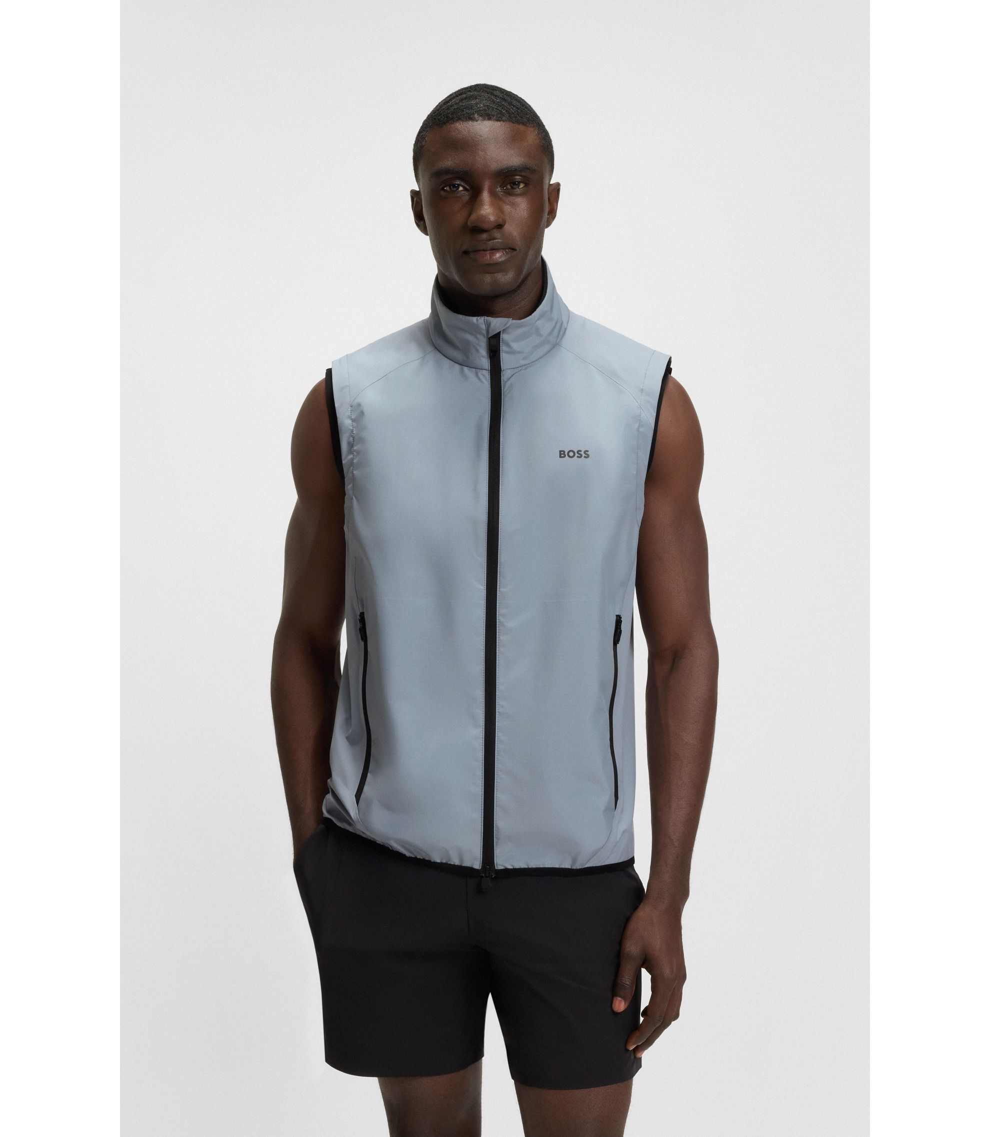 BOSS - Water-repellent golf vest with decorative reflective