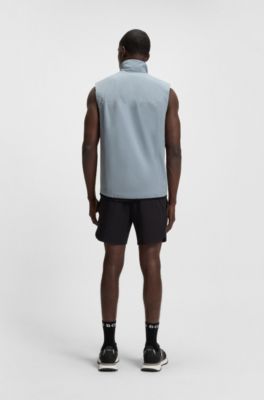 Water-repellent golf vest with decorative reflective details, Dark Grey