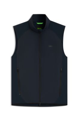 Chaleco de golf repelente al agua con detalles reflectantes decorativos, Azul oscuro