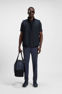 Chaleco de golf repelente al agua con detalles reflectantes decorativos, Azul oscuro