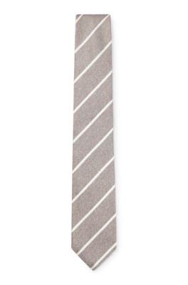 Striped tie in Italian-made silk, Light Beige