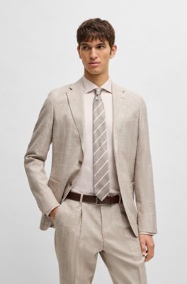 Striped tie in Italian-made silk, Light Beige