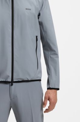 Veste en popeline tr&egrave;s stretch d&eacute;perlante, Gris sombre