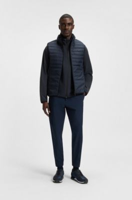 Veste en popeline tr&egrave;s stretch d&eacute;perlante, Bleu fonc&eacute;