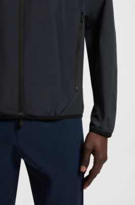 Veste en popeline tr&egrave;s stretch d&eacute;perlante, Bleu fonc&eacute;