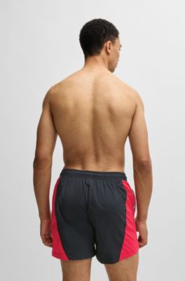 Color-blocked swim shorts with two-tone logo, Black