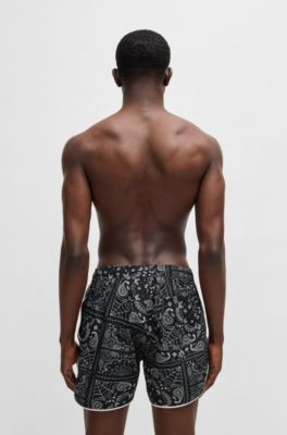 Swim shorts with all-over print, Black