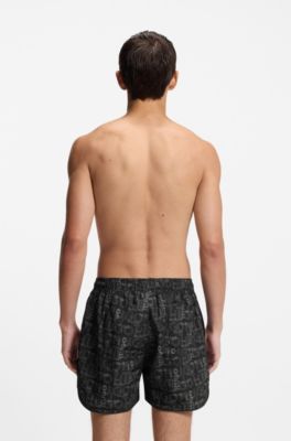 Short de bain &agrave; cordon de serrage et imprim&eacute; partout, Gris chin&eacute;