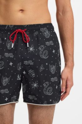 Swim shorts with all-over print, Light Grey