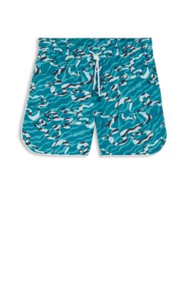 Swim shorts with all-over print, Light Blue