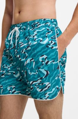Swim shorts with all-over print, Light Blue