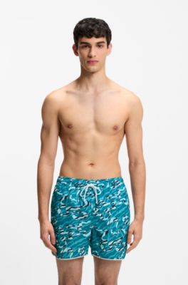 Short de bain &agrave; cordon de serrage et imprim&eacute; partout, bleu clair