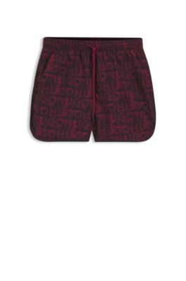 Swim shorts with all-over print, Dark Red