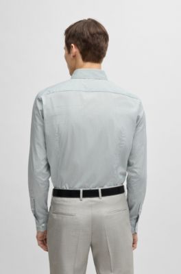 Chemise Slim en coton &agrave; rayures, Vert