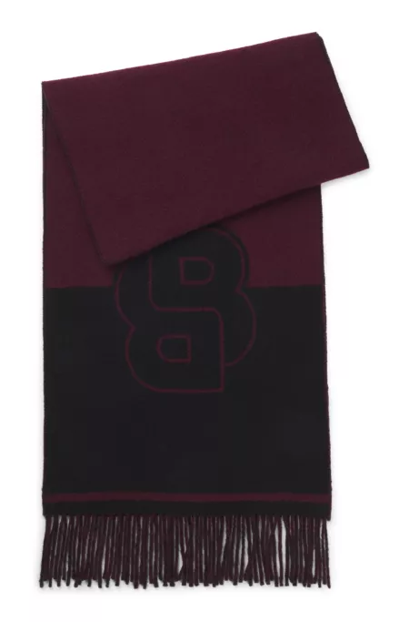 Wool-blend scarf with Double B monogram