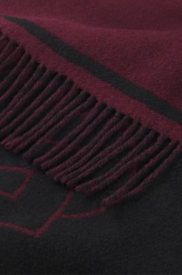 &Eacute;charpe en laine m&eacute;lang&eacute;e avec jacquard &agrave; monogramme Double&nbsp;B, Violet fonc&eacute;