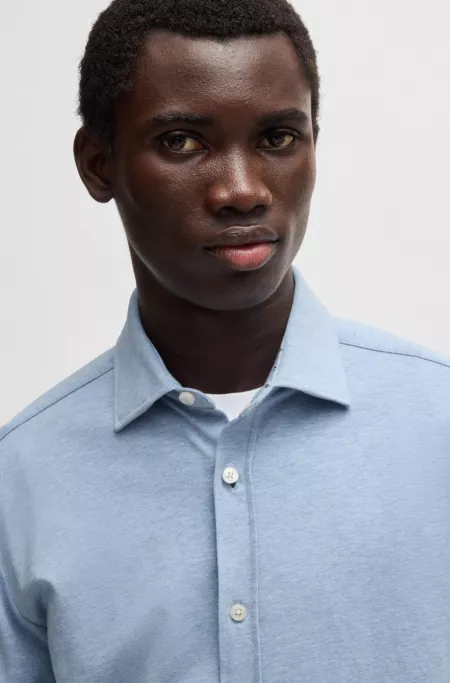 Slim-fit shirt in stretch-cotton jersey