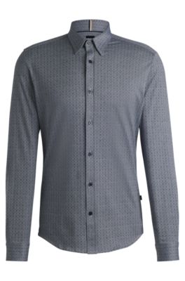 Chemise Slim en coton jacquard, Gris