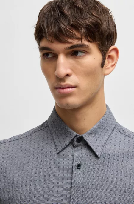Slim-fit shirt in cotton jacquard