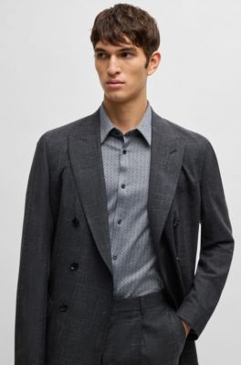 Chemise Slim en coton jacquard, Gris