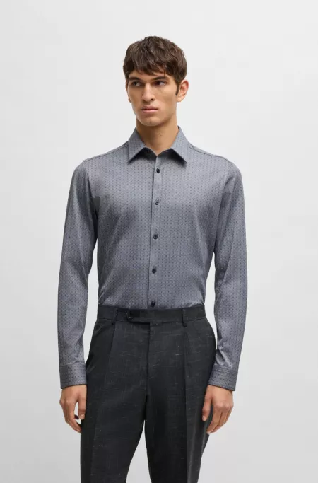 Slim-fit shirt in cotton jacquard