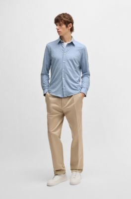 Slim-fit shirt printed stretch-cotton jersey