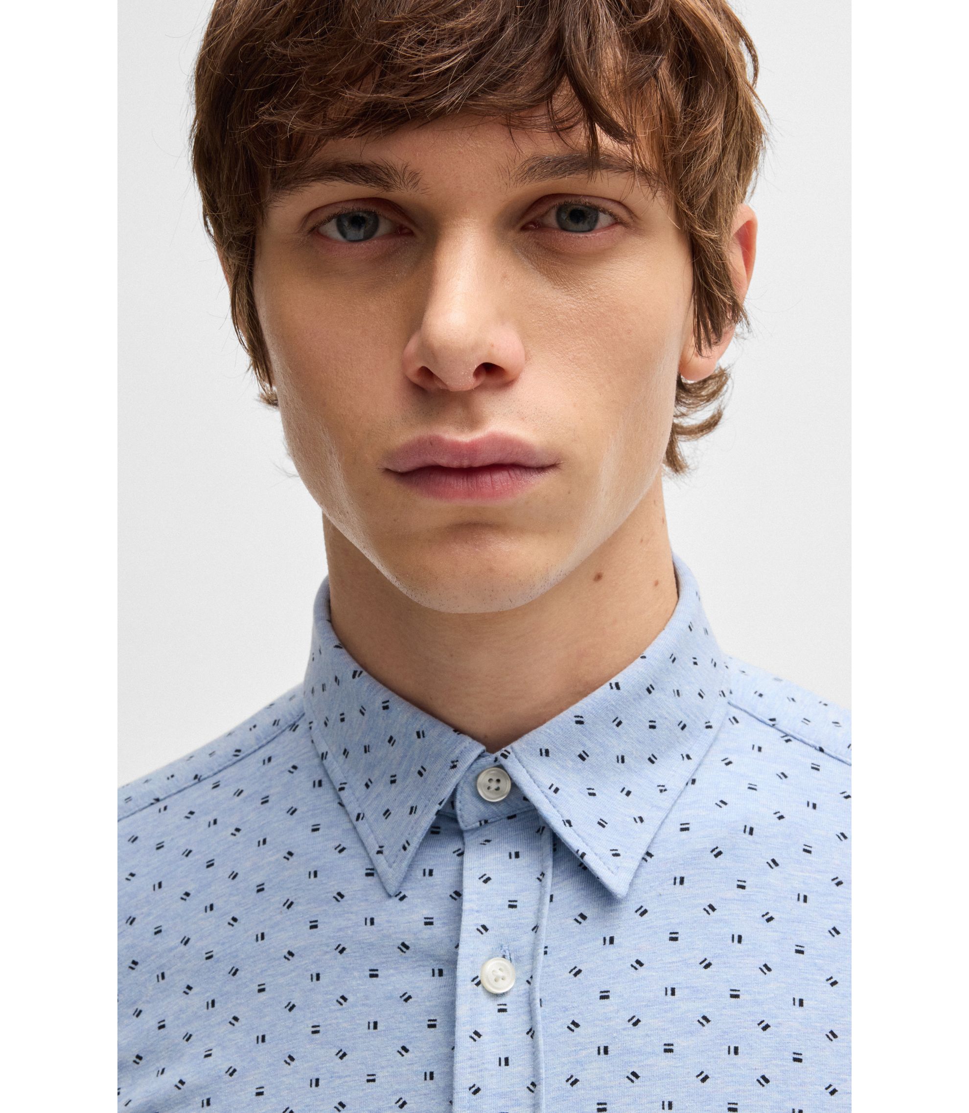 トップス boss BOSS - Cotton-ripstop regular-fit T-shirt with plain trims