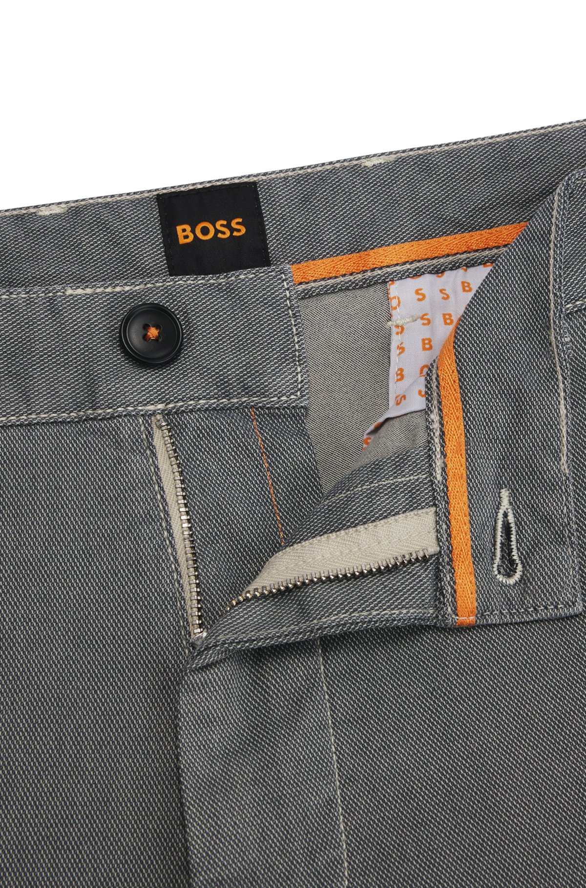 BOSS - Slim-fit chinos in structured comfort-stretch cotton BOSS - Slim-fit chinos in structured comfort-stretch cotton