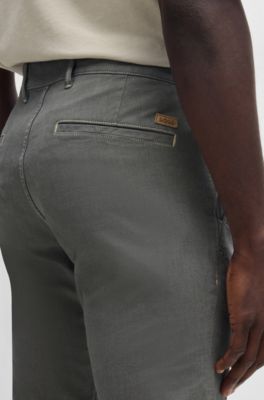 Chinos slim fit de c&oacute;modo algod&oacute;n el&aacute;stico con estructura, Gris