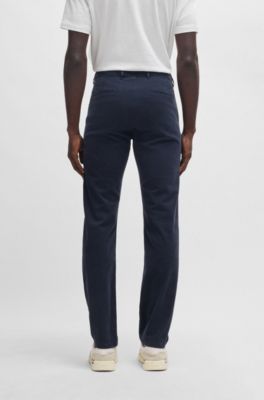 Slim-fit chinos in structured comfort-stretch cotton, Dark Blue