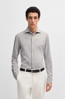 Slim-fit shirt in a stretch-cotton, Light Grey