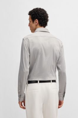 Camisa slim fit de algod&oacute;n el&aacute;stico, Gris claro