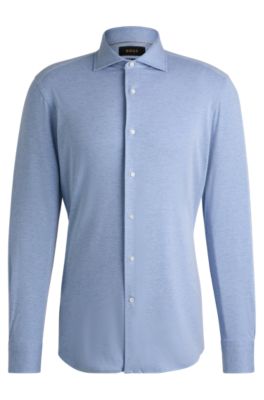 Camisa slim fit de algod&oacute;n el&aacute;stico, Azul oscuro
