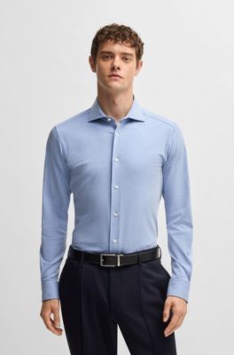 Slim-fit shirt in a stretch-cotton, Dark Blue