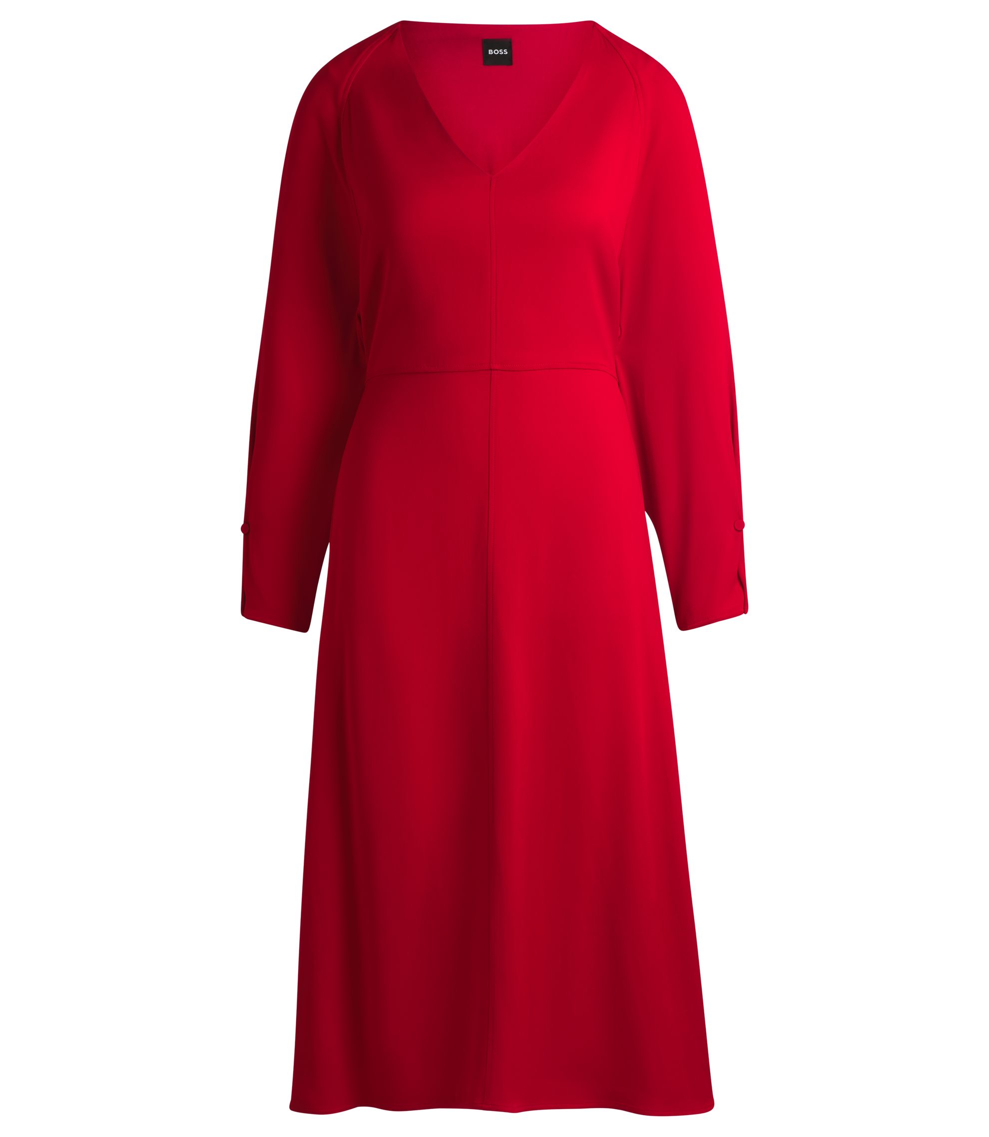 BOSS V-neck dress with button cuffs Red