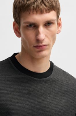 Camiseta de algod&oacute;n mercerizado con micromotivo, Negro