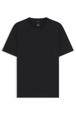 Micro-pattern T-shirt in mercerised cotton, Black
