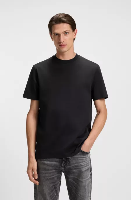 Micro-pattern T-shirt in mercerised cotton