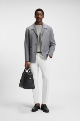 T-shirt en coton merceris&eacute; &agrave; micro motif, Argent