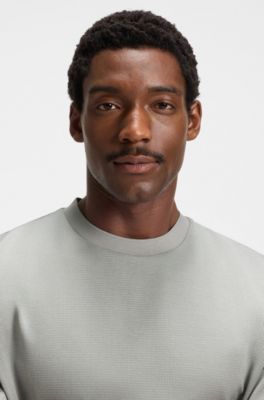 T-shirt en coton merceris&eacute; &agrave; micro motif, Argent