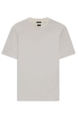 Micro-pattern T-shirt in mercerised cotton, White