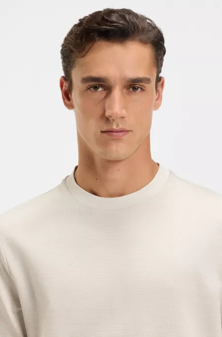 Micro-pattern T-shirt in mercerised cotton