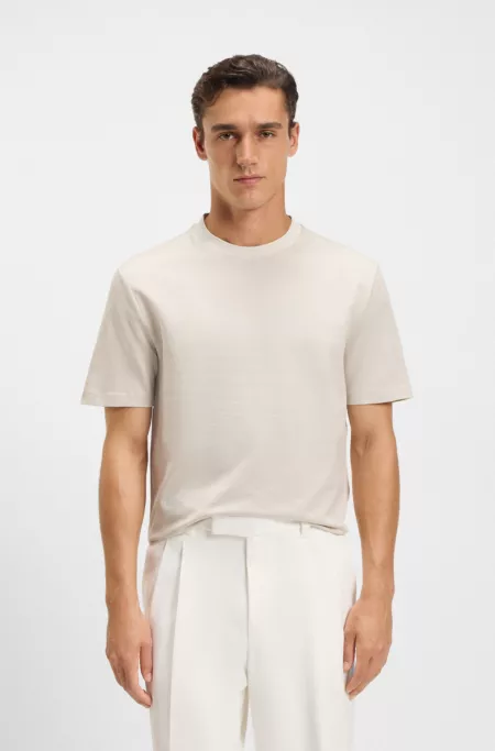 Micro-pattern T-shirt in mercerised cotton