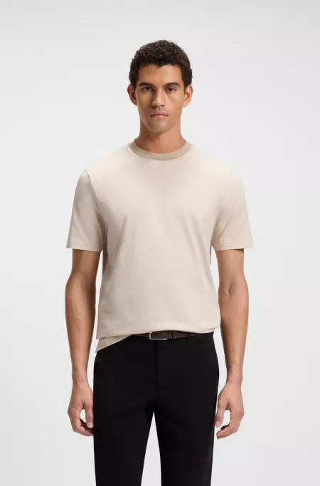 Micro-pattern T-shirt in mercerised cotton