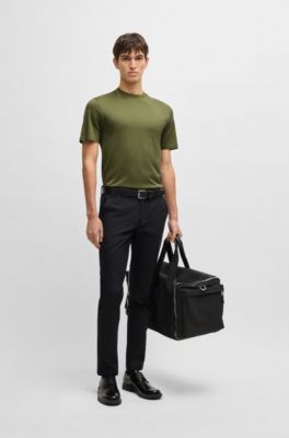 Micro-pattern T-shirt in mercerised cotton, Green