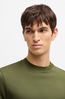 Micro-pattern T-shirt in mercerised cotton, Green