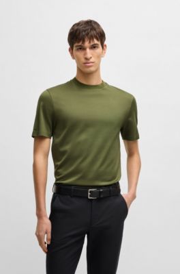 Micro-pattern T-shirt in mercerised cotton, Green