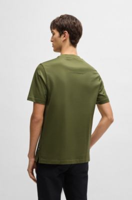 Micro-pattern T-shirt in mercerised cotton, Green